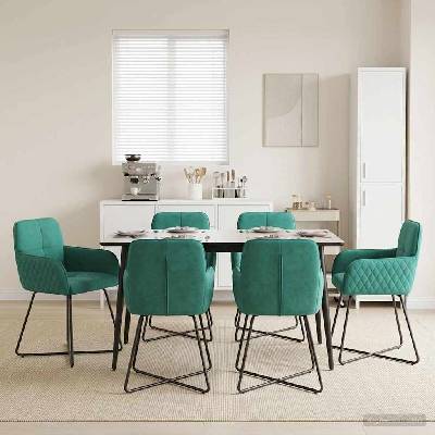 vidaXL Обедени столове 6 pcs Кадифе Тюркоаз 59 x 56, 5 x 86 см (3428227)
