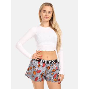 Styx Оранжеви и сиви дамски шарени шорти за сън Styx ковчези за Хелоуин Styx | Siv | ЖЕНИ | S