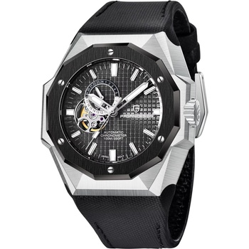 Pagani Мъжки часовник Pagani Design Javelot, Автоматичен, Естествена кожа, Черен / Черен (PD-YS010FLAT-BLACK-BL-BL)