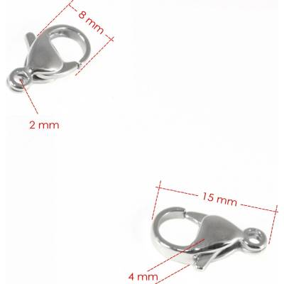 Karabinky 304 9-15mm - 100Ks - 15 x 8 mm