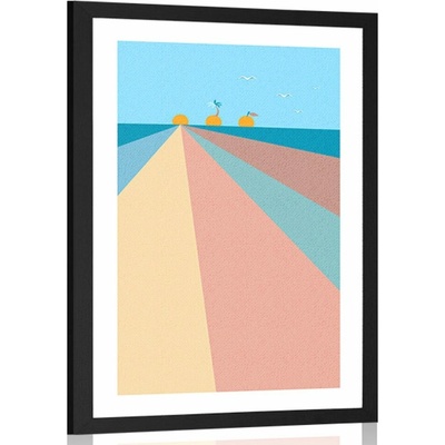 Plakát s paspartou veselá barevná pláž - 20x30 white