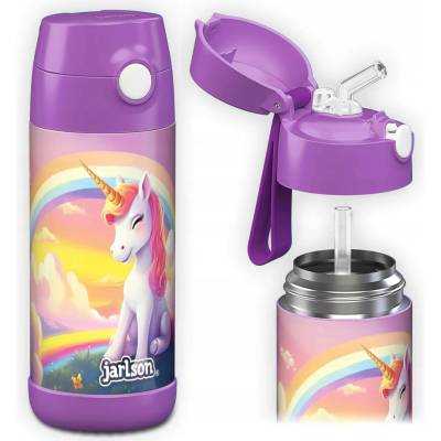 Jarlson Mali dětská nerezová termoláhev na pití Unicorn 350 ml fialová
