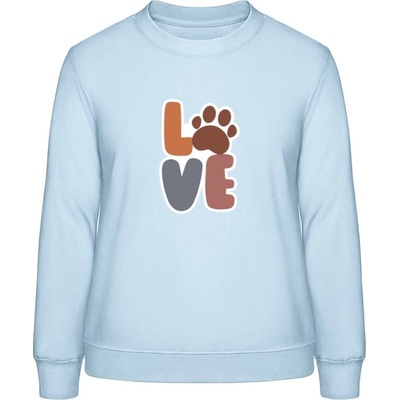 AWDis Sweat mikina Nápis LOVE s labkou nebeská modrá