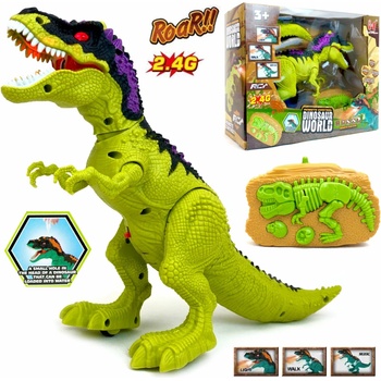 Радиоуправляем динозавър, издухва пара от устата си, свети, движи се, ръмжи, подвижна глава 050-А