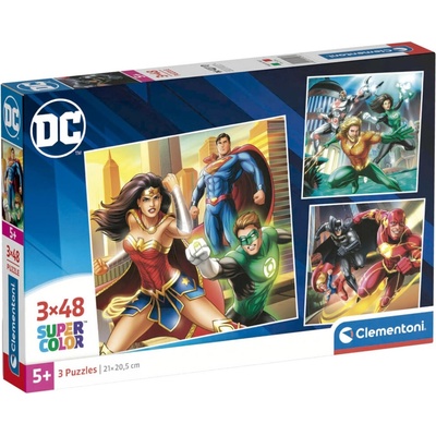 Clementoni Детски пъзел Clementoni от 3 x 48 части - Лигата на справедливостта (25296)