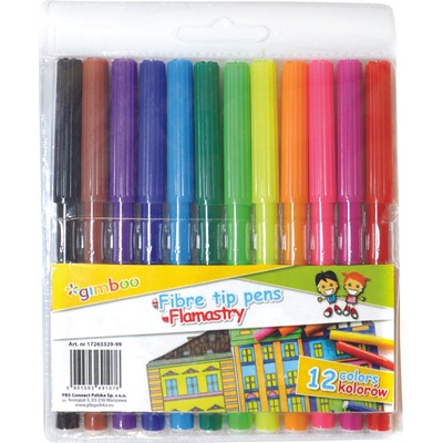 GIMBOO Флумастри Gimboo, 12 цвята (27594-А)
