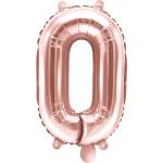 PartyDeco Балон от фолио Mini - число 0 розово златен
