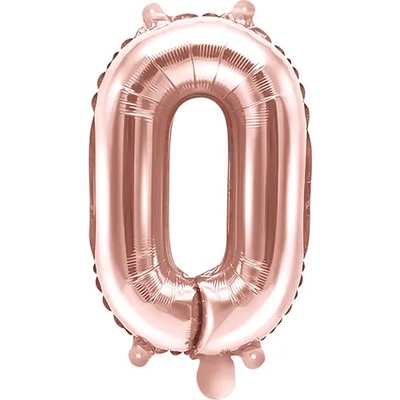 PartyDeco Балон от фолио Mini - число 0 розово златен