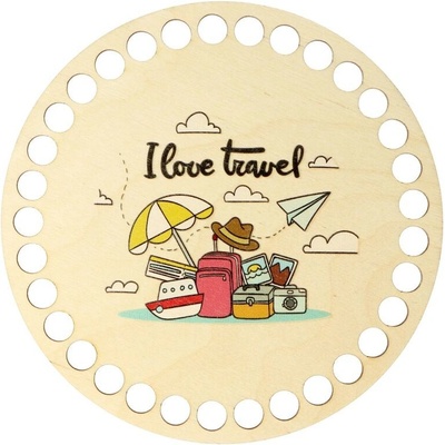 Natana dno na košík s obrázkem I love travel 15cm