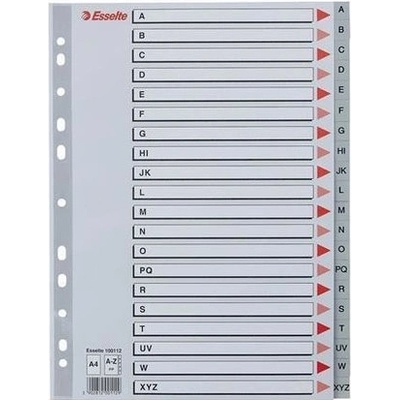 ESSELTE Rejstříky, šedá, A4, plast, A-Z, ESSELTE 22253