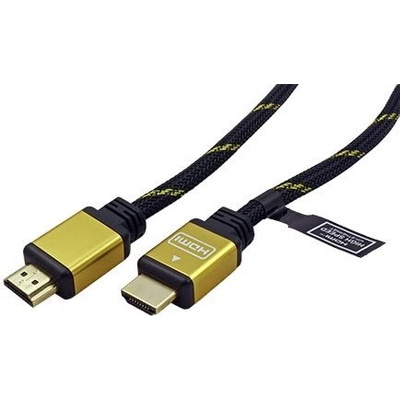 Roline HDMI кабел, Roline, 1 м, черен/златен (JAB-1127535)
