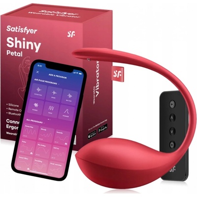 Satisfyer Shiny Petal APP Red , vibrační vaginální vajíčko – Zboží Dáma