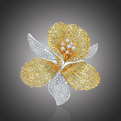 Éternelle Exkluzivní brož Swarovski Elements Ruzziera květina B8009-MM-BR-8133 Zlatá