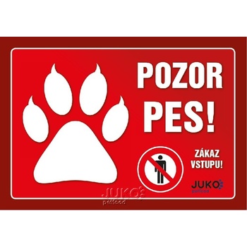 Juko Plastová tabuľa Pozor Pes Labka 21 x 14,7 cm