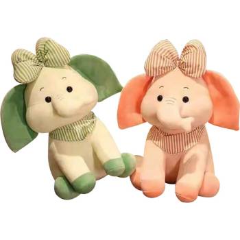 Image 1 of Armtoys ПЛЮШЕН СЛОН С КАРИРАНО ФИШУ И ПАНДЕЛКА 2 ЦВЯТА 22 СМ