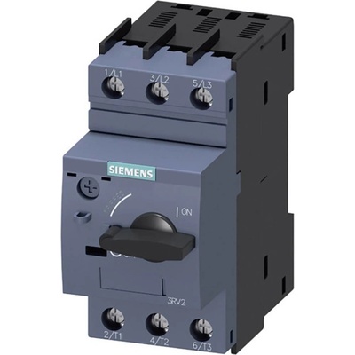 Siemens 3RV2011-1GA10 výkonový vypínač 1 ks Rozsah nastavení (proud): 4.5 - 6.3 A Spínací napětí (max.): 690 V/AC (š x v x h) 45 x 97 x 97 mm
