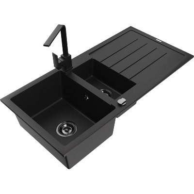 Mexen Andres гранитна мивка 1, 5 камери с отцедник и кухненски смесител Rita, (6515-75-670300-70-B)