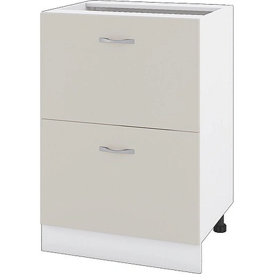 Долен шкаф с две чекмеджета Сити БС-44 бяло гладко / сатен 60 см