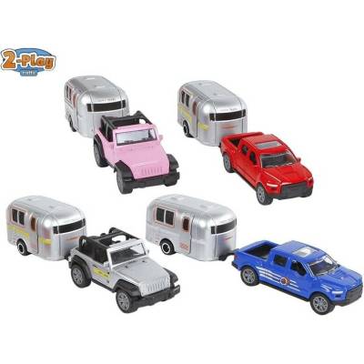 2-Play Traffic Auto karavan 16,5 cm zpětných chod Červená