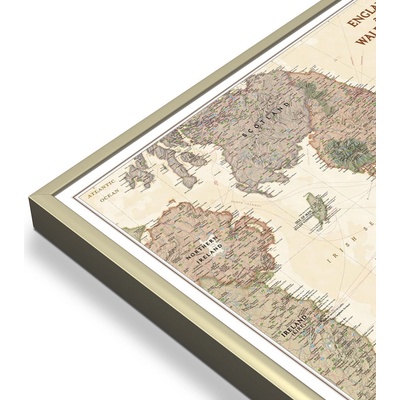 National Geographic Anglie a Wales - nástěnná mapa Executive 75 x 90 cm Varianta: mapa v hliníkovém rámu, Provedení: zlatý matný rám