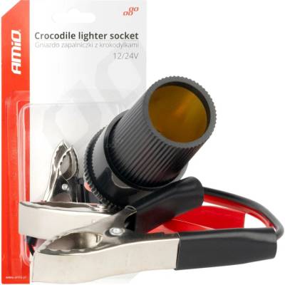 Krokodílí adaptér pre zásuvku cigaretového zapaľovača 12V 24V 15cm AMIO-03803