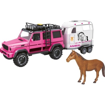 WENYI car - 1: 14 - Розово офроуд превозно средство с ремарке и кон с звук и светлини