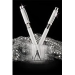Art Crystella Химикалка, бяла, с бял кристал swarovski в средата, 14 см, art crystella 1805xgl201 (1805xgl201)