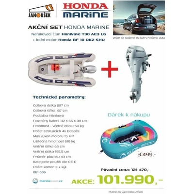 Honda Marine HonWave T 30 AE3 LG + lodní motor BF 10 DK2 SHU – Zbozi.Blesk.cz