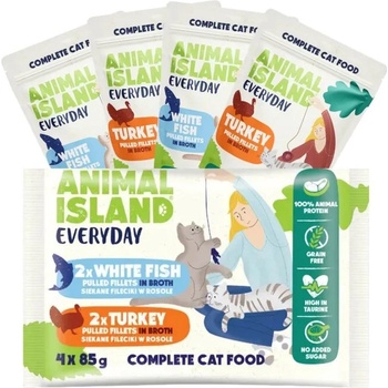 Animal Island Everyday Turkey and White fish fillets in broth 4 x 85 g
