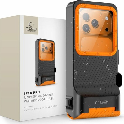 TECH-PROTECT IPX8 PRO Universal Diving Waterproof case BLACK/ORANGE – Zboží Živě