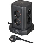 brennenstuhl Разклонител тип колона Brennenstuhl - 8 гнезда, 2x USB A & 1x USB C, 2 m, черен (1153560010)