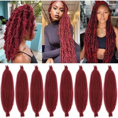 Leeven 24 balení předem oddělených pružných afro vlasů, 8 balení pro Marley Locs - černé předčesané