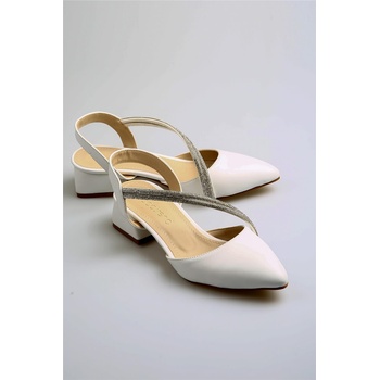 Moda Trend Дамски сандали с ток и декортивни камъчета - Бели #369562 (369562_Бяло)