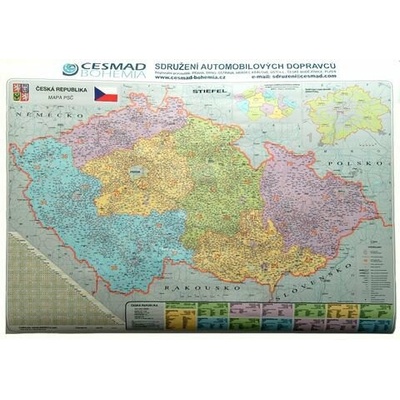 Nástenná mapa ČR - PSČ