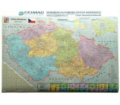 Nástenná mapa ČR - PSČ