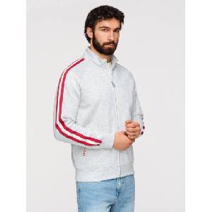 Ombre Clothing Мъжко суитшърт с висок яка и райета - сивмеланж V1 B1718 Ombre Clothing Ombre Clothing | Siv | МЪЖЕ | M