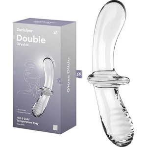  Стъклено дилдо с два различни края, 20см. - Double Crystal Clear (SATISFY435)