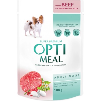 Optimeal Superpremium s hovädzím mäsom a brusnicami v želé 100 g