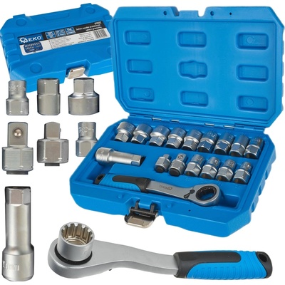 Geko Gola sada s průchozí ráčnou Gear Lock 10-24mm 17ks G13552