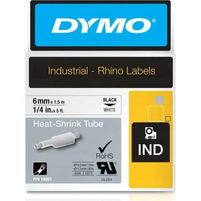 Páska Dymo 6mm x 1.5m černý tisk/bílý podklad, 18051, S0718260
