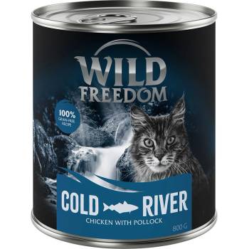 Wild Freedom 12x800г Adult Cold River Wild Freedom, консервирана храна за котки - американска треска и пиле