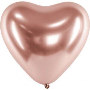 Party Deco Латексови Балони Хром, Сърце, Розово Злато, 30см (chb2-019r-50)