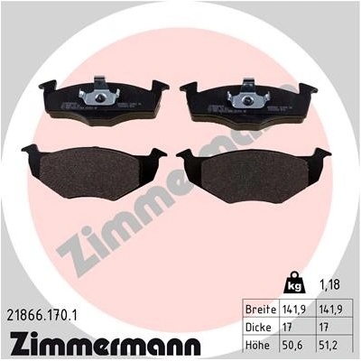 Sada brzdových destiček, kotoučová brzda ZIMMERMANN 21866.170.1