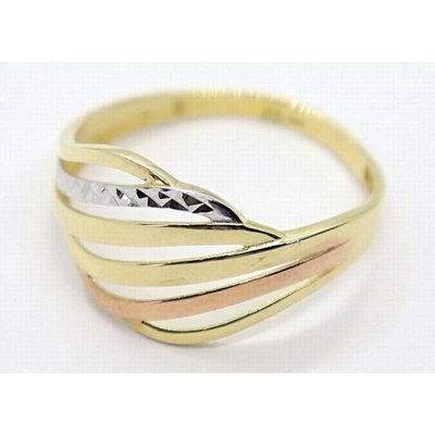 Klenoty Budín dámský prsten ze tří barev zlata HK1257