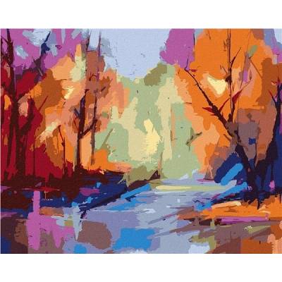 Zuty Malování Podle Čísel Abstraktní Krajina 80 x 100 Cm Plátno Rám