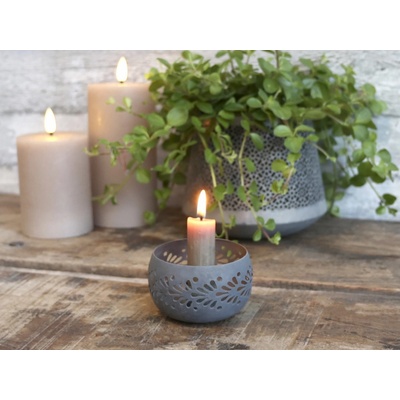 Zinkový antik svícen na úzkou svíčku Miebo - Ø 7,5*5 cm - Chic Antique