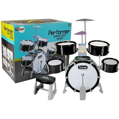LEAN Toys Bicí nástroje Hudební sada 5 bubnů Židle Cymbal