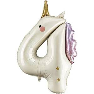 Party Deco Фолиен балон цифра във формата на еднорог - 4 (fb359-4)