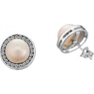 Swan Сребърни обици със сладководни бели перли SE0358W Swan