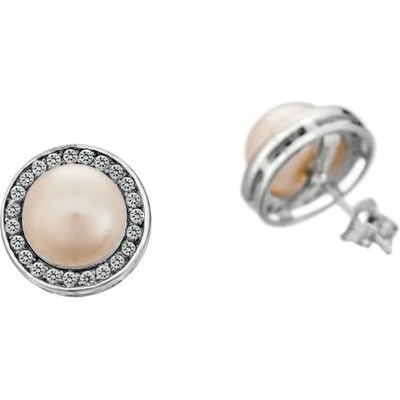 Swan Сребърни обици със сладководни бели перли SE0358W Swan